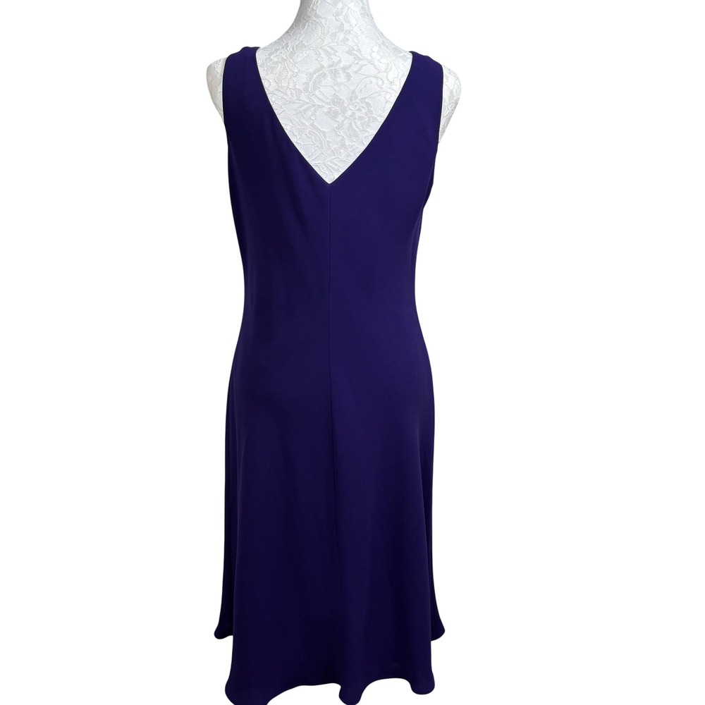 Jones New York Blue Sleeveless Beaded V-Neck A Line Cocktail Midi Dress Women 10